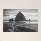 Cannon Beach Sunset - Black and White Nature Photography Welcome Mat Gallery Image 1