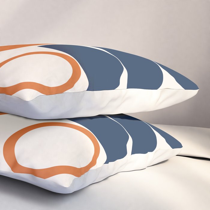 Abstract Shapes 19 in Orange and Navy Blue Pillow Sham Gallery Image 3