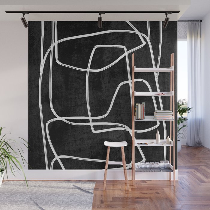Abstract line art 22 Black And White Wall Mural Gallery Image 1