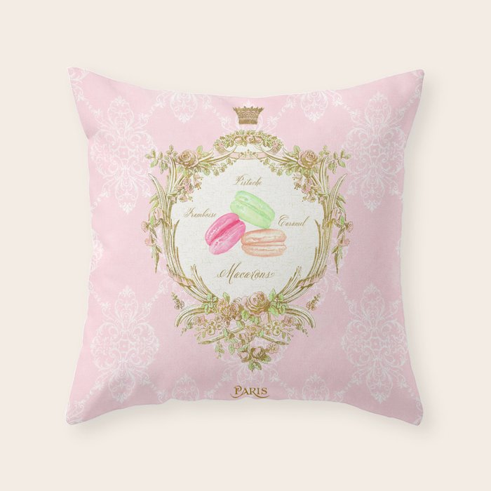 French Patisserie Macarons Throw Pillow Gallery Image 1