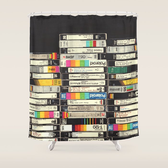 VHS Stack Shower Curtain Gallery Image 1