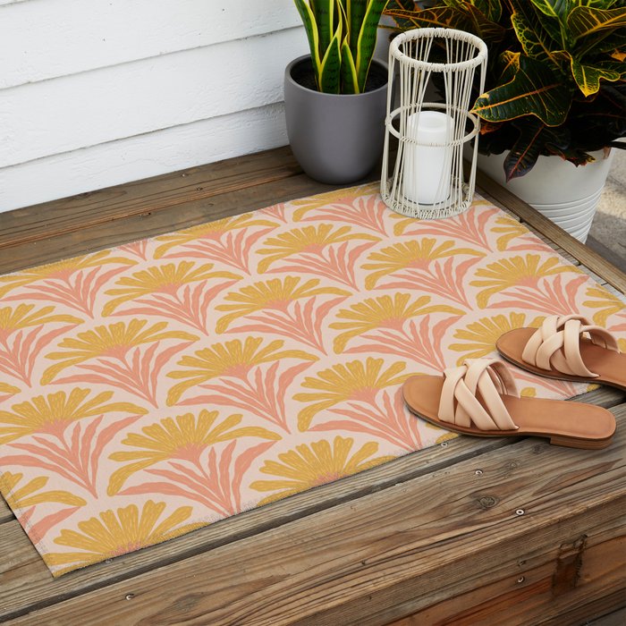 Abstract Dahlias Outdoor Rug Gallery Image 2
