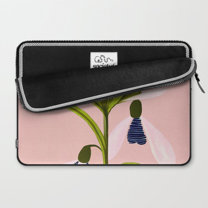 Snowdrop Trio on Blush Pink Laptop Sleeve Gallery Image 2