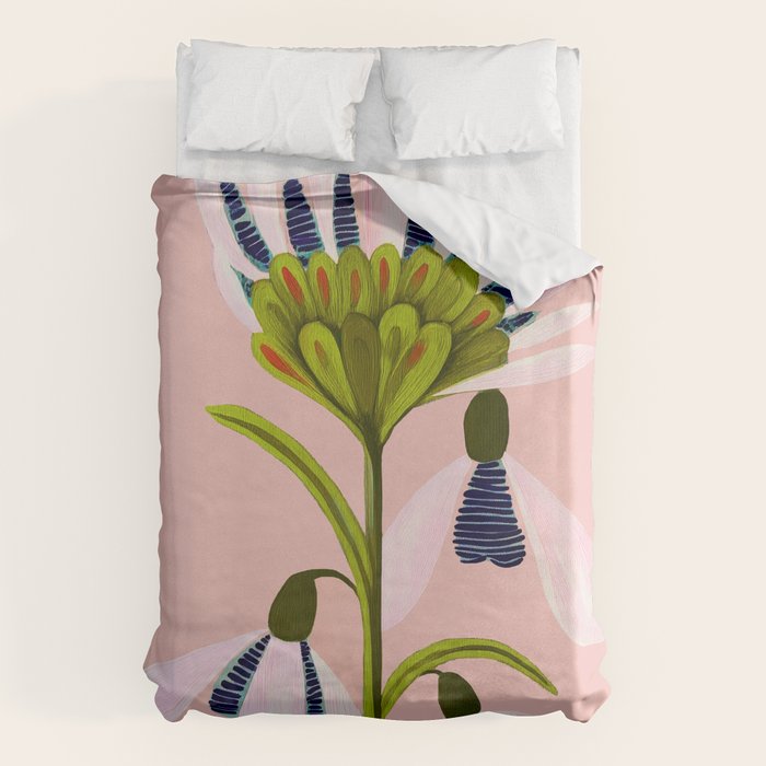Snowdrop Trio on Blush Pink Duvet Cover Gallery Image 6