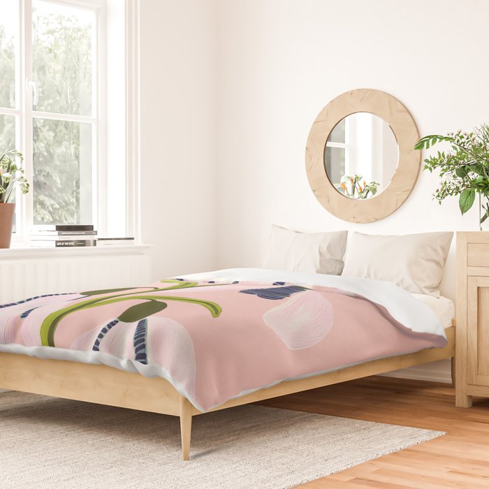 Snowdrop Trio on Blush Pink Duvet Cover Gallery Image 2