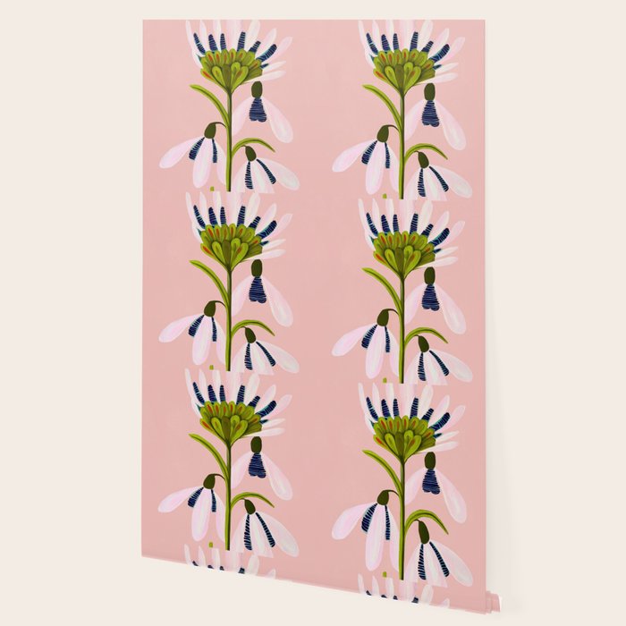 Snowdrop Trio on Blush Pink Wallpaper Gallery Image 2