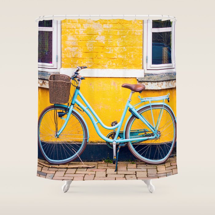 Bike and yellow Shower Curtain Gallery Image 1