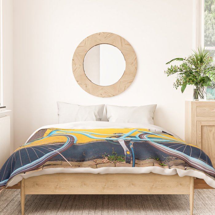Bike and yellow Duvet Cover Gallery Image 3