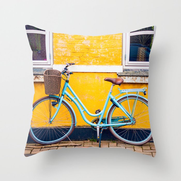Bike and yellow Throw Pillow Gallery Image 6