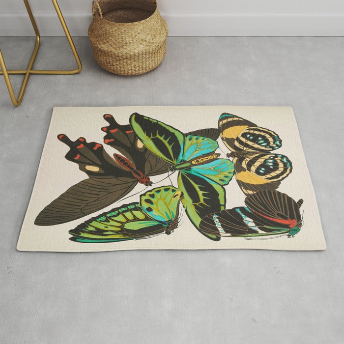 Vintage Butterfly Illustration EA Seguy Papillon Rug Gallery Image 1