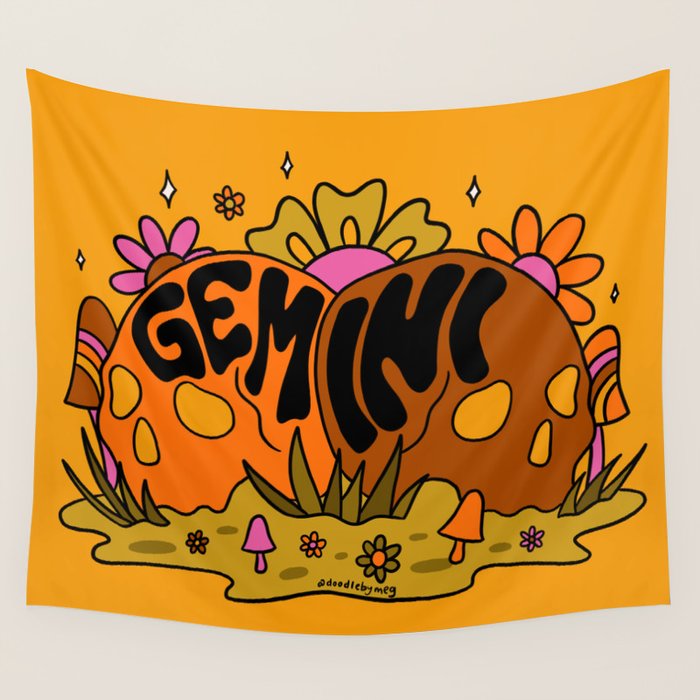 Gemini Skull Wall Tapestry Gallery Image 1
