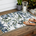 Watercolor Leaves Floral Prints Outdoor Rug Gallery Image 2