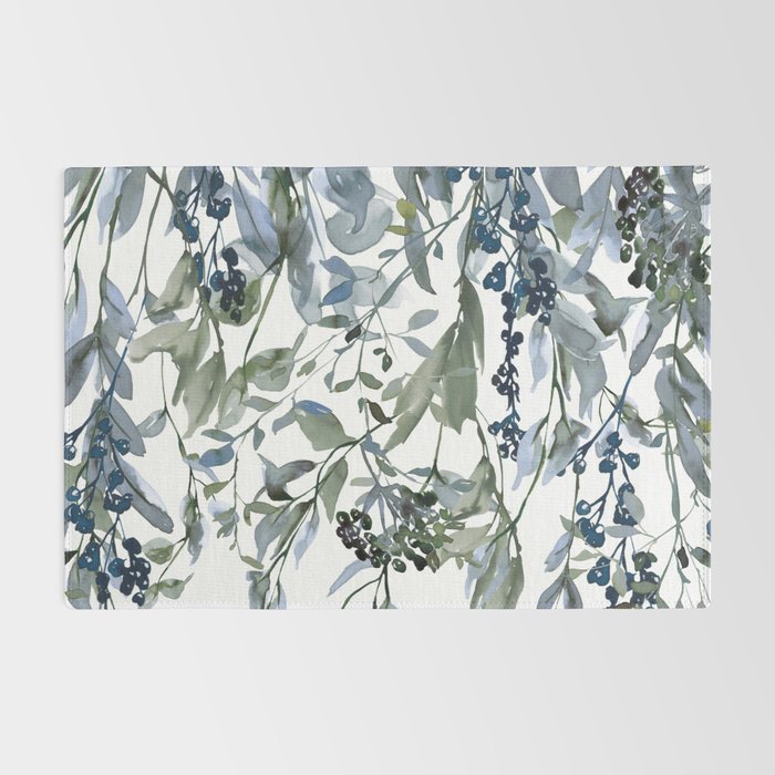 Watercolor Leaves Floral Prints Rug Gallery Image 2