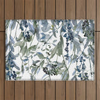 Watercolor Leaves Floral Prints Outdoor Rug Gallery Image 1
