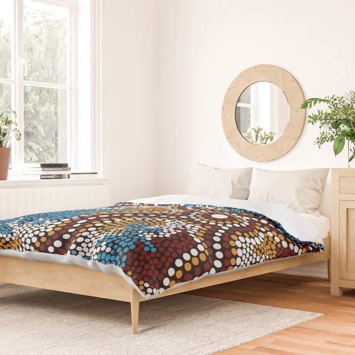 Authentic Aboriginal Art - Wetland Dreaming Duvet Cover Gallery Image 2
