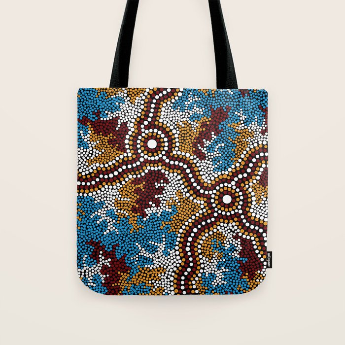 Authentic Aboriginal Art - Wetland Dreaming Tote Bag Gallery Image 1