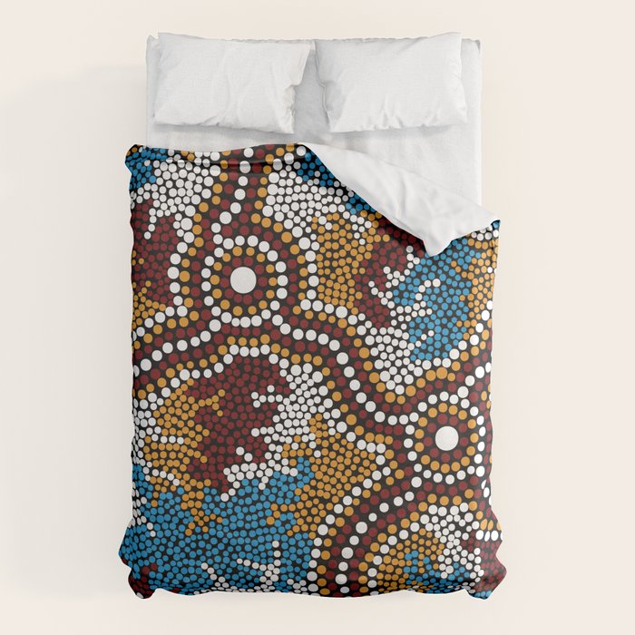 Authentic Aboriginal Art - Wetland Dreaming Duvet Cover Gallery Image 1