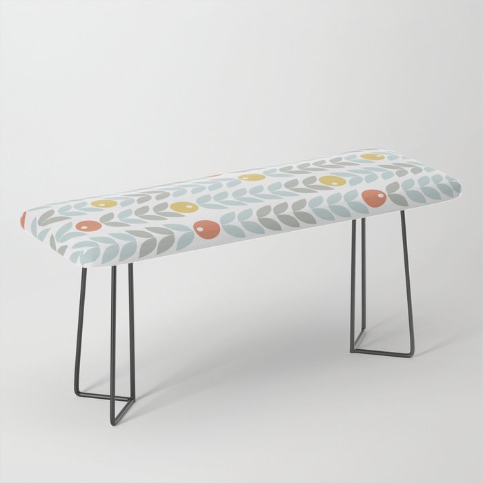 Mid Century Modern Retro Leaf and Circle Pattern Bench Gallery Image 1