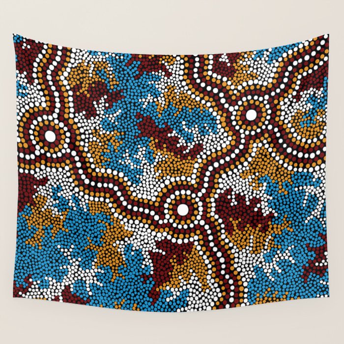 Authentic Aboriginal Art - Wetland Dreaming Wall Tapestry Gallery Image 4