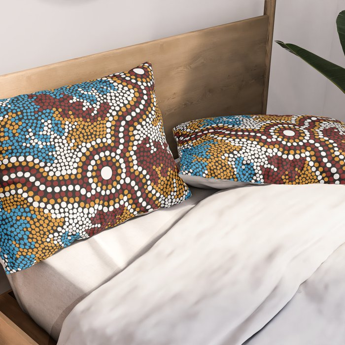 Authentic Aboriginal Art - Wetland Dreaming Pillow Sham Gallery Image 2