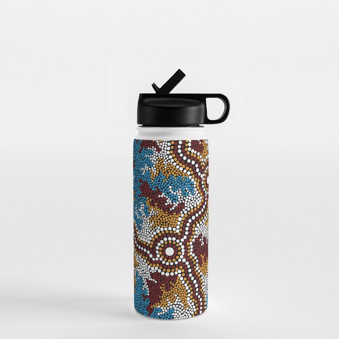 Authentic Aboriginal Art - Wetland Dreaming Water Bottle Gallery Image 1