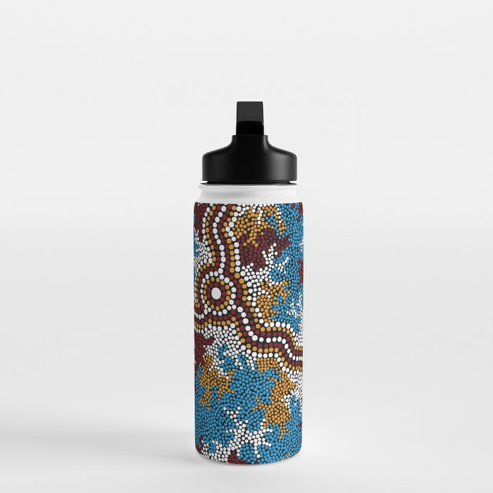 Authentic Aboriginal Art - Wetland Dreaming Water Bottle Gallery Image 3