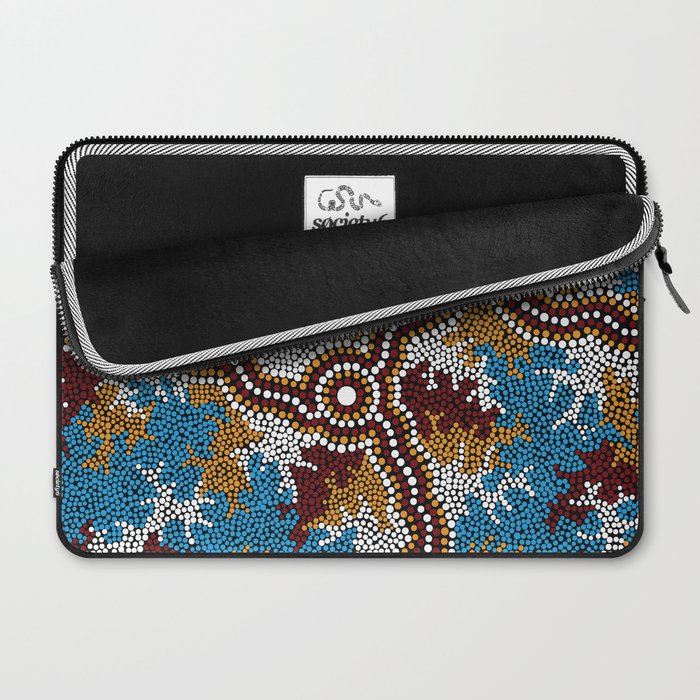 Authentic Aboriginal Art - Wetland Dreaming Laptop Sleeve Gallery Image 2