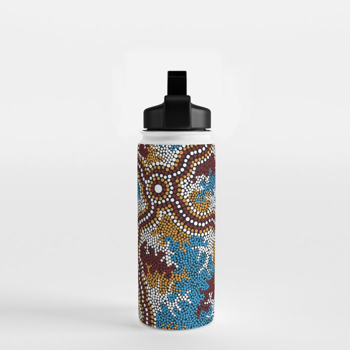 Authentic Aboriginal Art - Wetland Dreaming Water Bottle Gallery Image 2