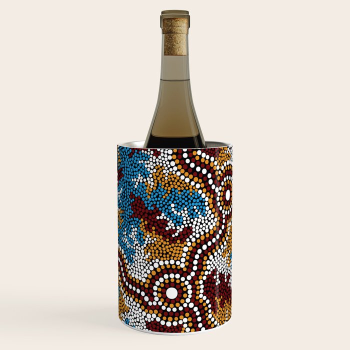 Authentic Aboriginal Art - Wetland Dreaming Wine Chiller Gallery Image 1