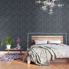 Flux Midcentury Modern Check Grid Pattern in Slate Blue Gray and Sand Beige Wallpaper Gallery Image 3