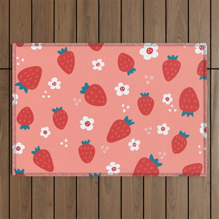 Wild Strawberries Red Outdoor Rug Gallery Image 1