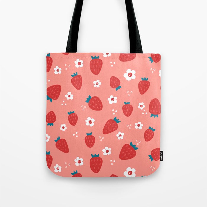 Wild Strawberries Red Tote Bag Gallery Image 1