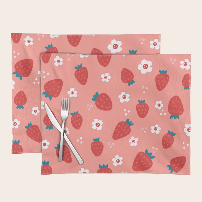 Wild Strawberries Red Placemat Gallery Image 1