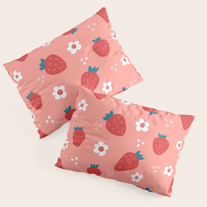 Wild Strawberries Red Pillow Sham Gallery Image 3