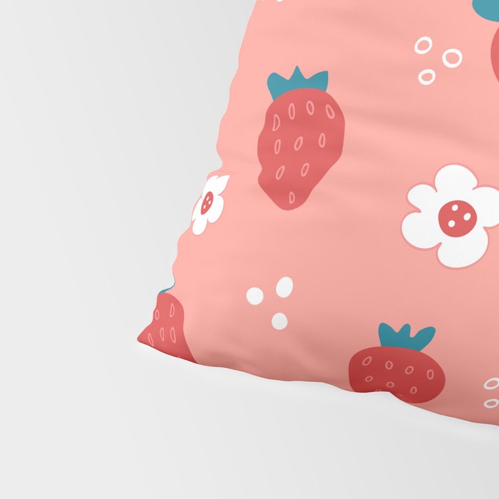 Wild Strawberries Red Pillow Sham Gallery Image 4