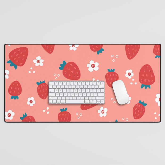 Wild Strawberries Red Desk Mat Gallery Image 1
