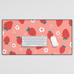Wild Strawberries Red Desk Mat Gallery Image 1