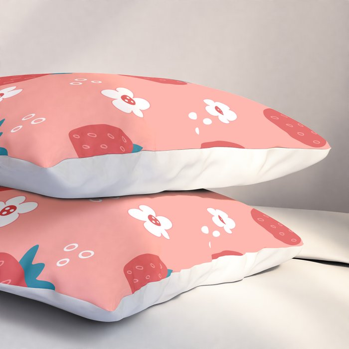 Wild Strawberries Red Pillow Sham Gallery Image 3
