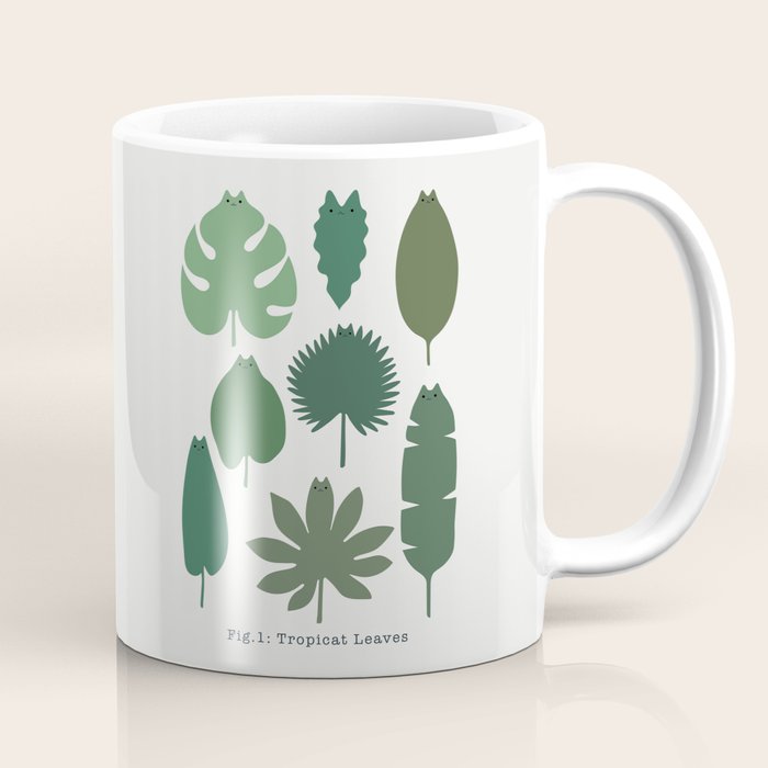 Cat and Plant 39: Tropicat Leaves Coffee Mug Gallery Image 1