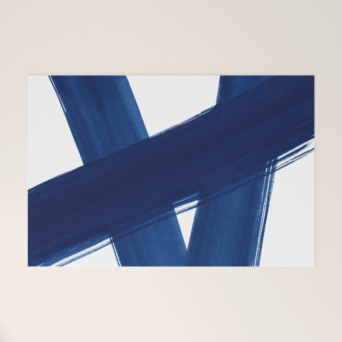 Indigo Abstract Brush Strokes | No. 4 Welcome Mat Gallery Image 1