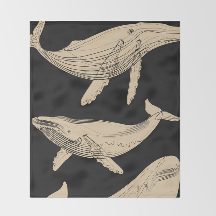 Modern Minimalist Abstract Whales 3 Throw Blanket Gallery Image 2