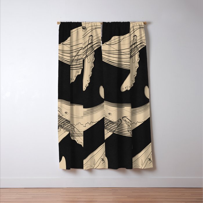Modern Minimalist Abstract Whales 3 Window Curtain Gallery Image 3