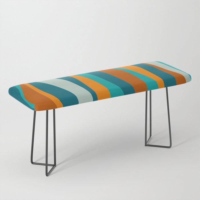 Liquid Stripes in Rust Orange Aqua Turquoise Teal  Bench Gallery Image 1