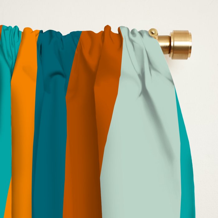 Liquid Stripes in Rust Orange Aqua Turquoise Teal  Window Curtain Gallery Image 2