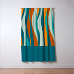 Liquid Stripes in Rust Orange Aqua Turquoise Teal  Window Curtain Gallery Image 3