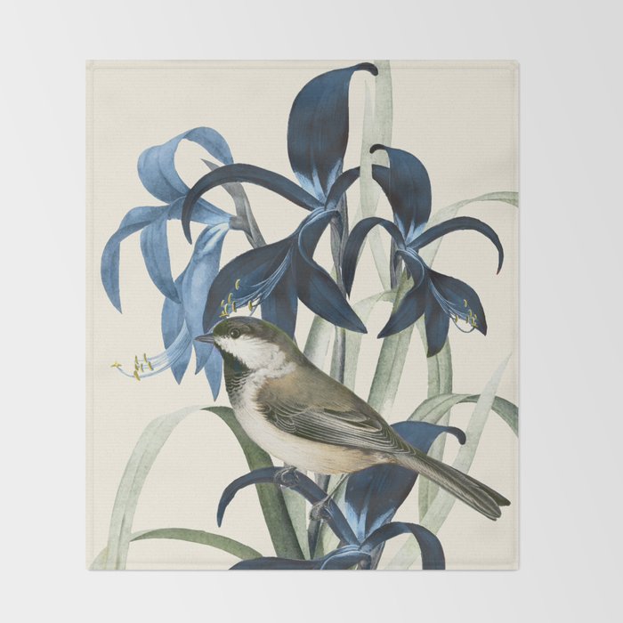 Little Bird and Flowers II Throw Blanket Gallery Image 2