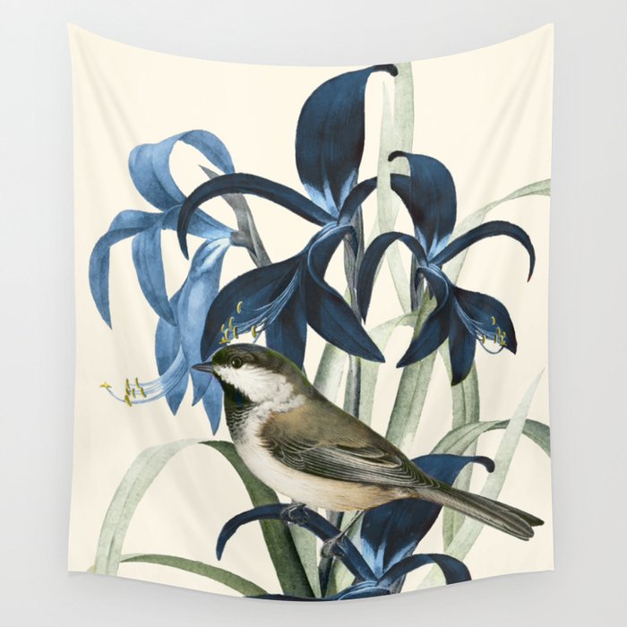 Little Bird and Flowers II Wall Tapestry Gallery Image 1