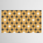 Midcentury Modern Atomic Starburst Pattern Muted Mustard Gold, Charcoal Gray, and Cream Tablecloth Gallery Image 2