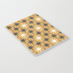 Midcentury Modern Atomic Starburst Pattern Muted Mustard Gold, Charcoal Gray, and Cream Notebook Gallery Image 3