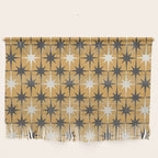 Midcentury Modern Atomic Starburst Pattern Muted Mustard Gold, Charcoal Gray, and Cream Wall Hanging Gallery Image 1